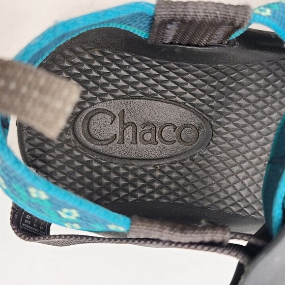 Chaco Sandals Shoes Blue Green Flower Girls Size 4 or Women's 5.5 to 6 - Picture 8 of 16